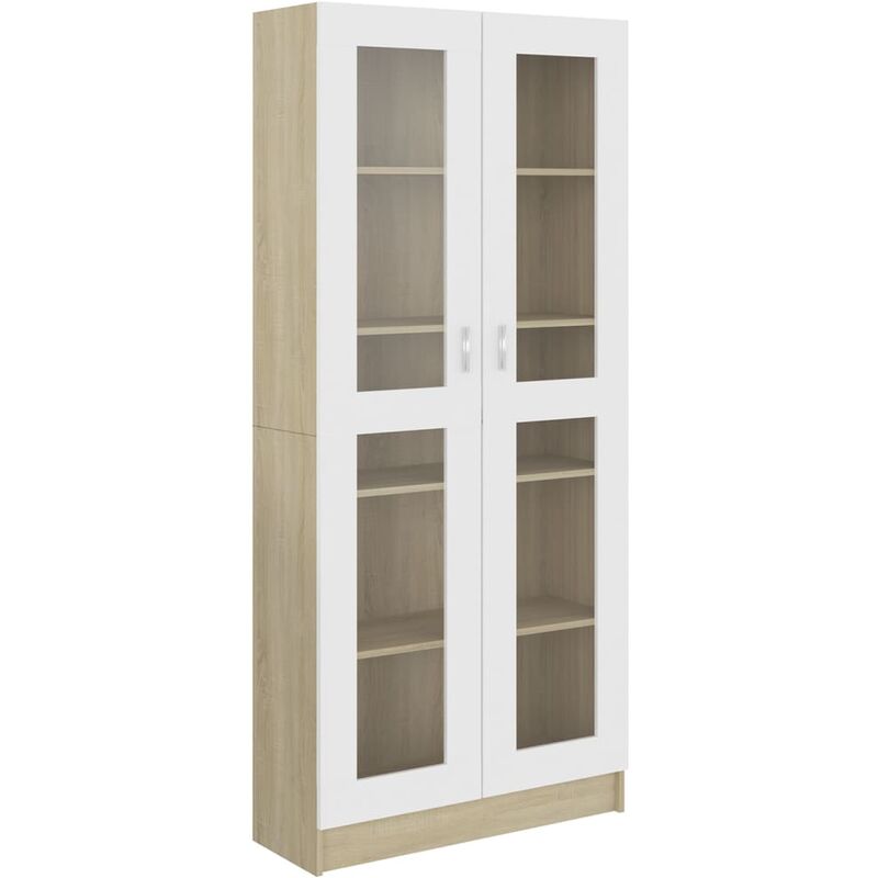 

vidaXL Armario de Libros de Aglomerado Blanco Roble Sonoma 82,5x30,5x185,5 cm - Blanco