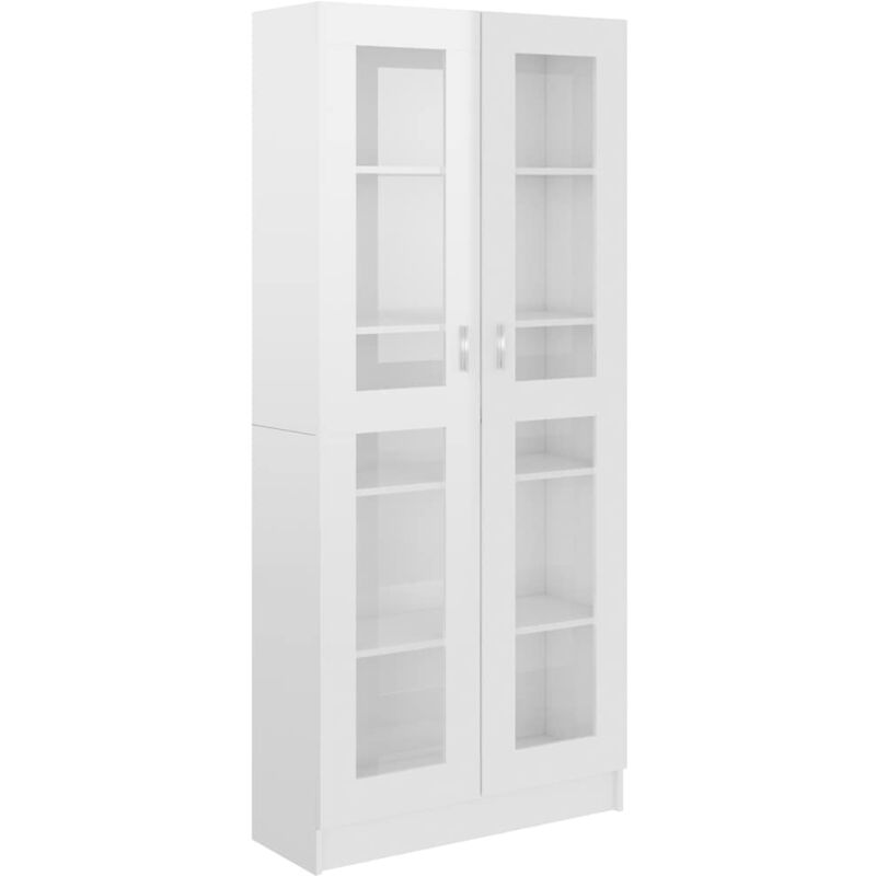 

vidaXL Armario de Libros de Aglomerado Blanco Brillante 82,5x30,5x185,5 cm - Blanco