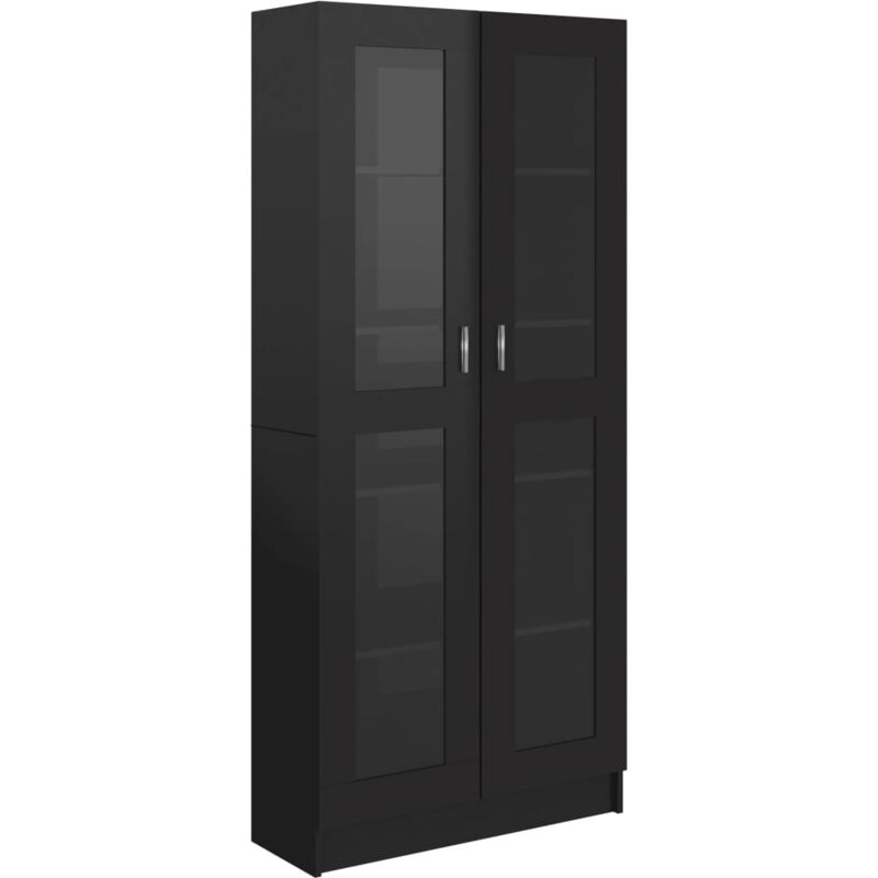 

vidaXL Armario de Libros de Aglomerado Negro Brillante 82,5x30,5x185,5 cm - Negro