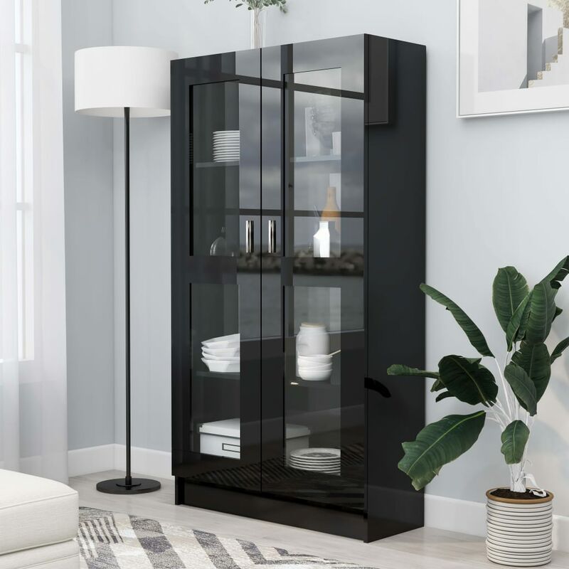 

Vitrina de aglomerado negro brillante 82,5x30,5x150 cm - Negro