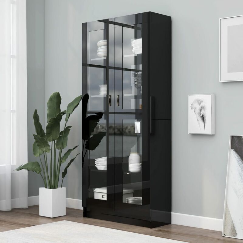

Vitrina de aglomerado negro brillante 82,5x30,5x185,5 cm - Negro