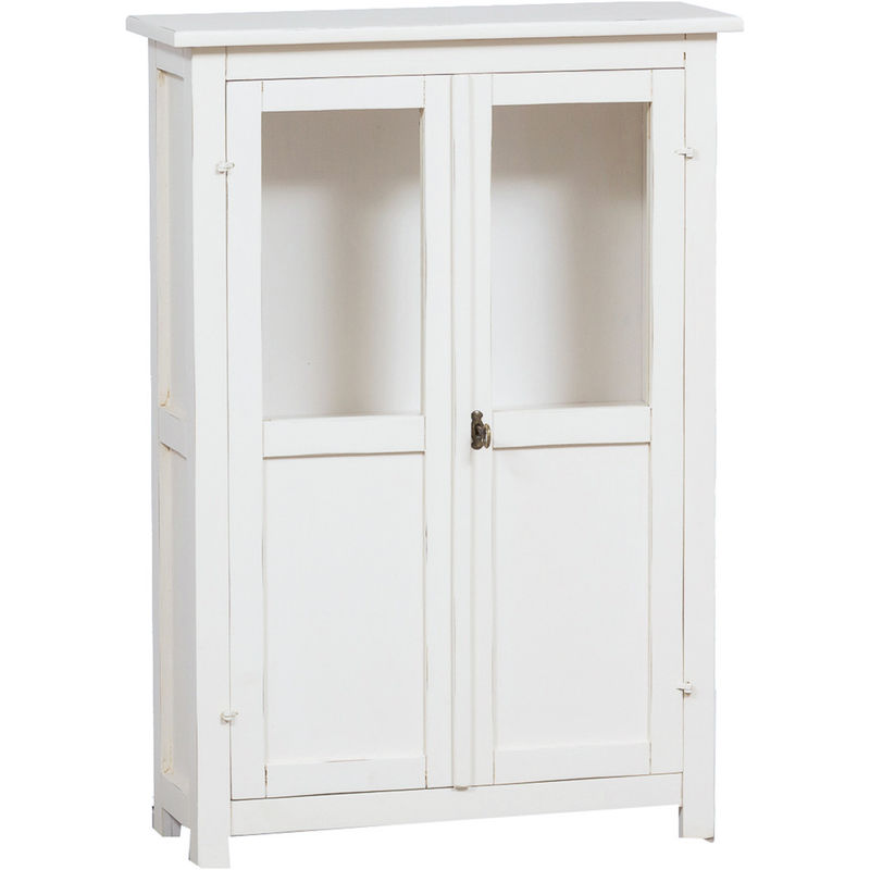 

Biscottini - Vitrina de estilo Country de madera maciza de tilo acabado con efecto blanco envejecido 68x25x98 cm