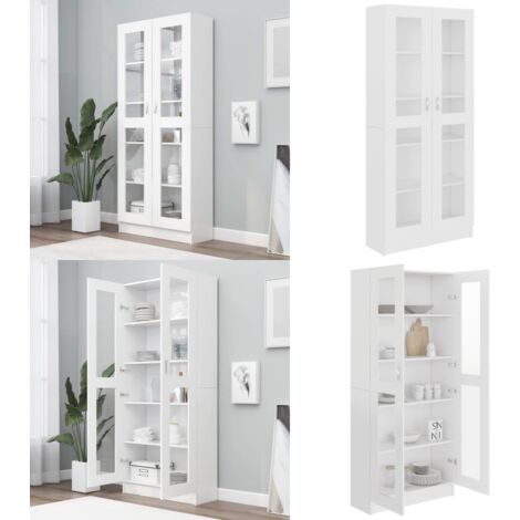 Vitrina de madera contrachapada blanco 82,5x30,5x185 cm - Estantería decorativa - Armario para libros