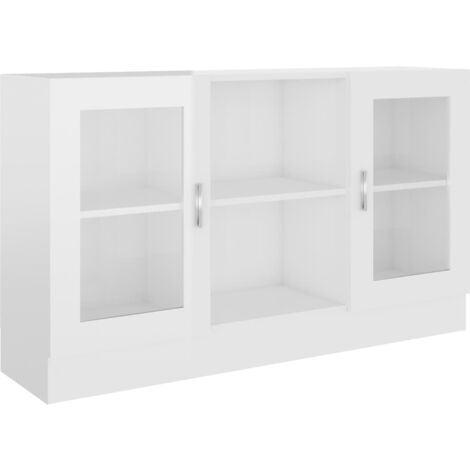 Vitrina de madera contrachapada blanco brillo 120x30,5x70 cm vidaXL