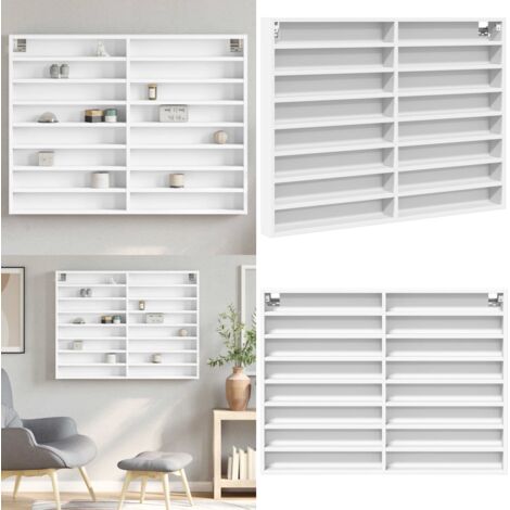 Vitrina de madera ingeniería blanca 100x8,5x75 cm - Madera de ingeniería - Vitrina blanca