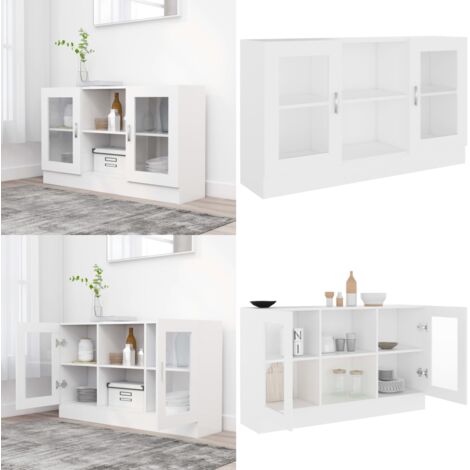 Vitrina de madera ingeniería blanca 120x30,5x70 cm - Armario de almacenamiento - Muebles decorativos