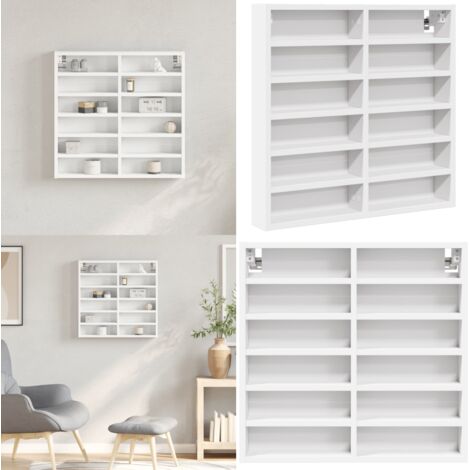 Vitrina de madera ingeniería blanca 60x8,5x58 cm - Almacenamiento - Muebles decorativos