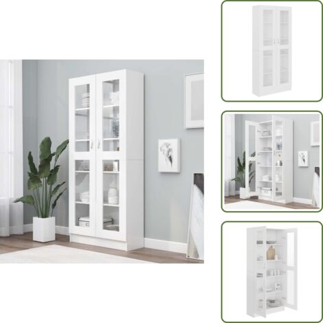 Vitrina de madera - vidaXL Vitrina de madera contrachapada blanco 82,5x30,5x185 cm - Almacenamiento decorativo