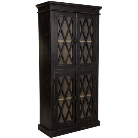Vitrina de madera y cristal artesanal negro 90x40x183