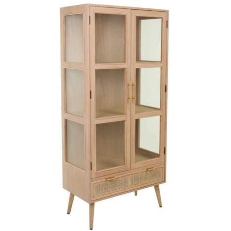 Vitrina de madera y rejilla marrón 72x40.5x158.5