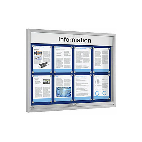 Vitrina de puertas correderas para 8 x DIN A4 azul genciana