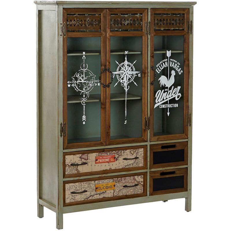

Vitrina DKD Home Decor Marrón Negro Gris Cristal Abeto (93 x 32 x 130 cm)