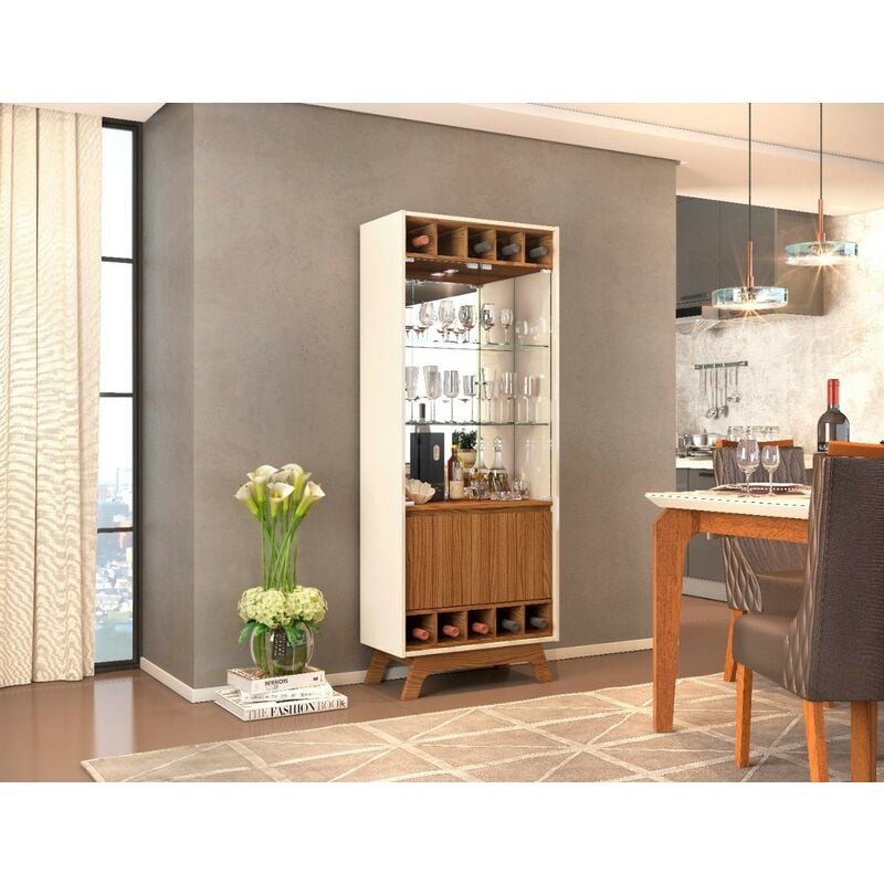 

Vitrina GRENOBLE, cristal, espejo, madera, roble y blanco roto