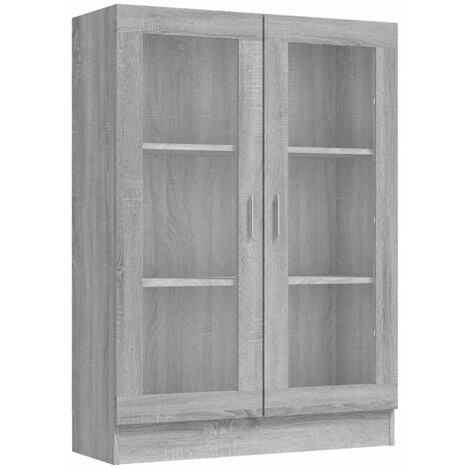 Vitrina madera contrachapada gris Sonoma 82,5x30,5x115 cm vidaXL