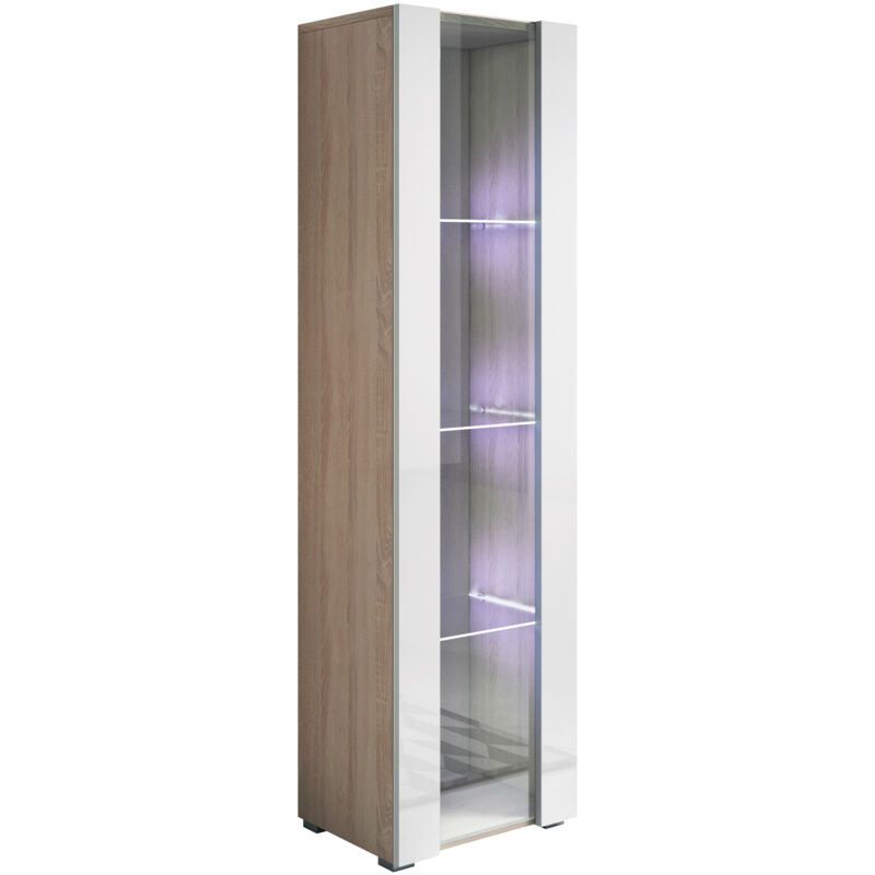 

Vitrina modelo Luke V5 (40x167cm) color sonoma y blanco con patas estándar