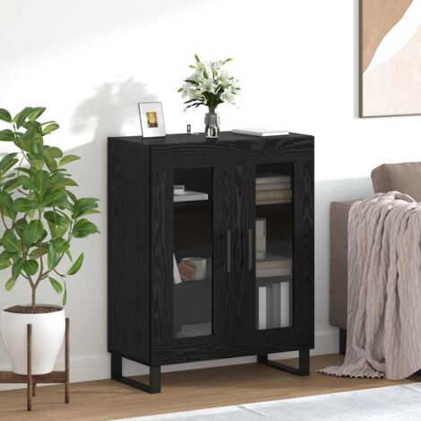 Vitrina Roble Negro 69,5 x 34 x 90 cm Madera contrachapada