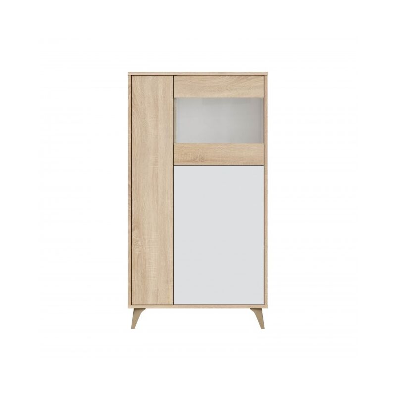 

Vitrina salón 142 cm Alabama Blanco mate y Roble con tres puertas | roble y blanco