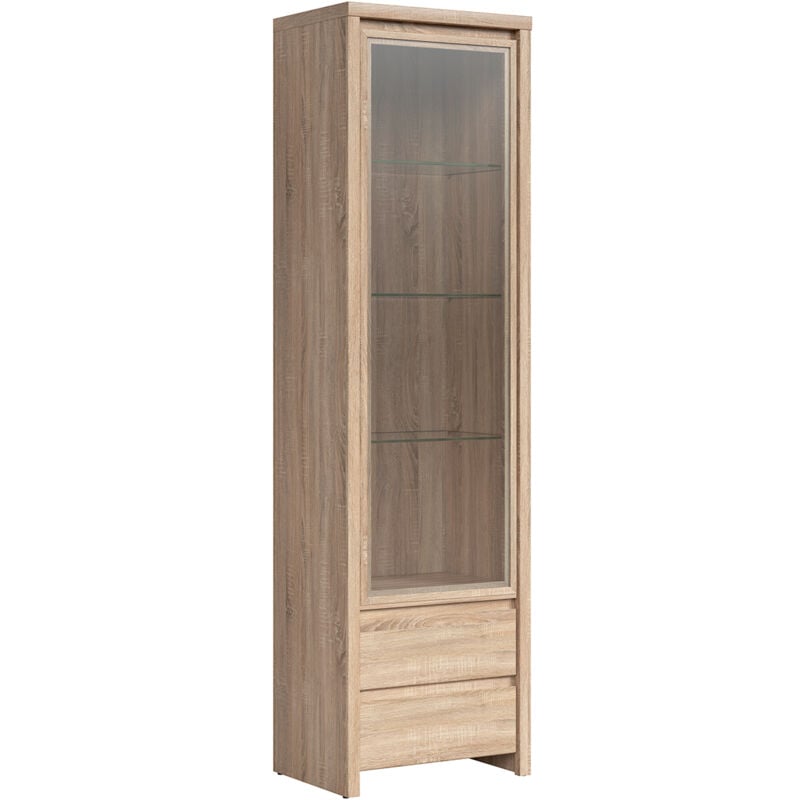 Vitrine 1 porte 2 tiroirs Soren Bois