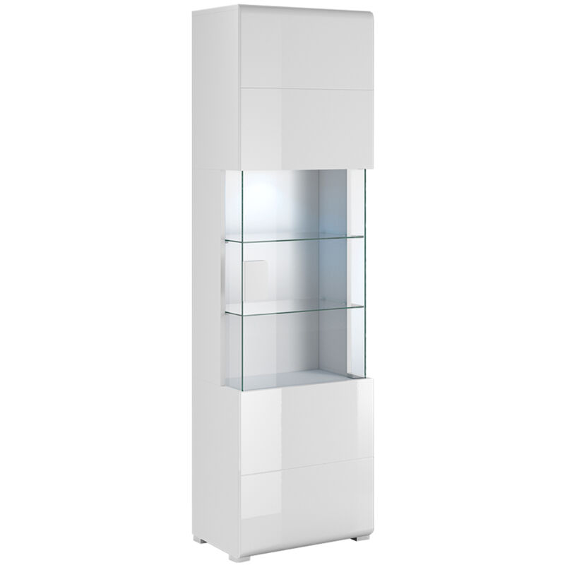 Petits-meubles - Vitrine 1 porte avec led Jules Blanc