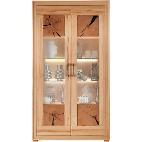 Vitrine 110cm, Kernbuche massiv geölt, montiert, WINNIPEG-69