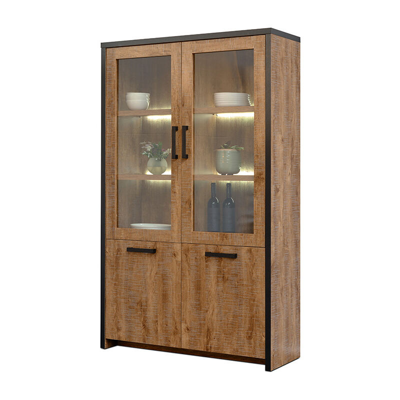 Vitrine 2 pleines + 2 portes vitrées Emie