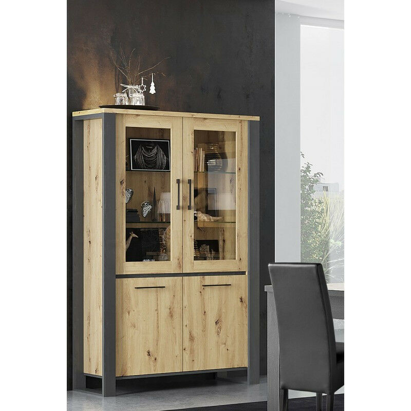 Alcos - Vitrine 2 portes + 2 portes vitrées led Eden