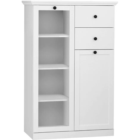 Vitrine 2 portes 2 tiroirs 81x41x129 cm blanc - EUNOIA