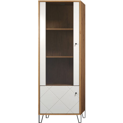 Vitrine 2 portes 63x40x172 cm décor chêne - ARI