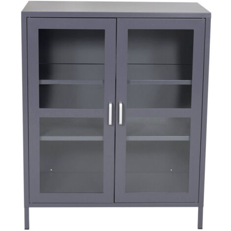Vitrine 2 Portes "Acero" 97cm Gris Clair