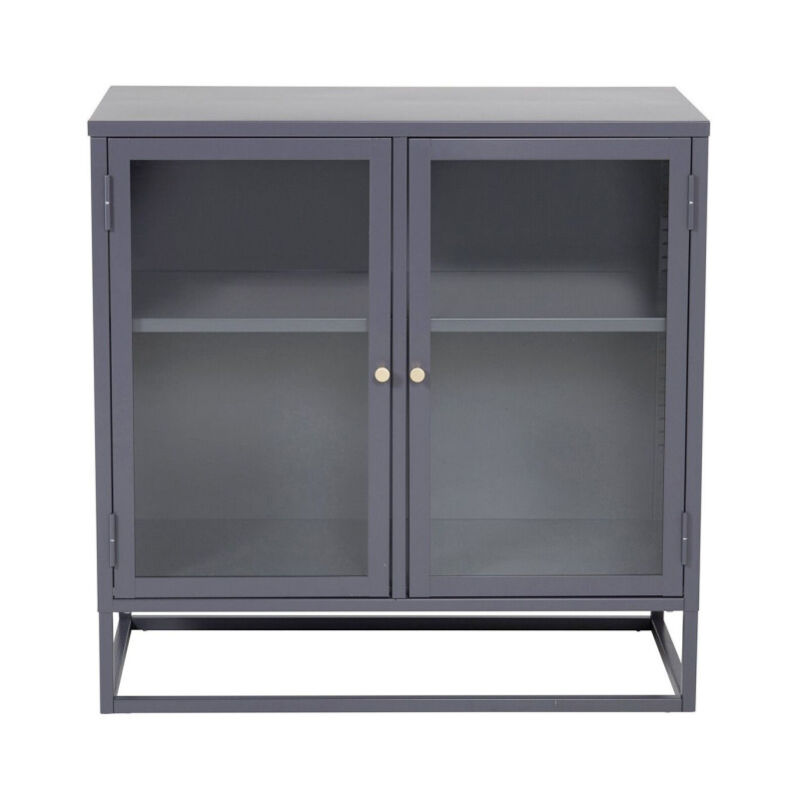 Paris Prix - Vitrine 2 Portes 'Bakal' 85cm Gris Clair