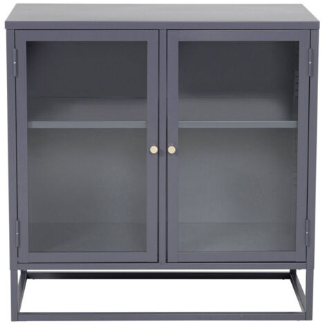 Vitrine 2 Portes "Bakal" 85cm Gris Clair