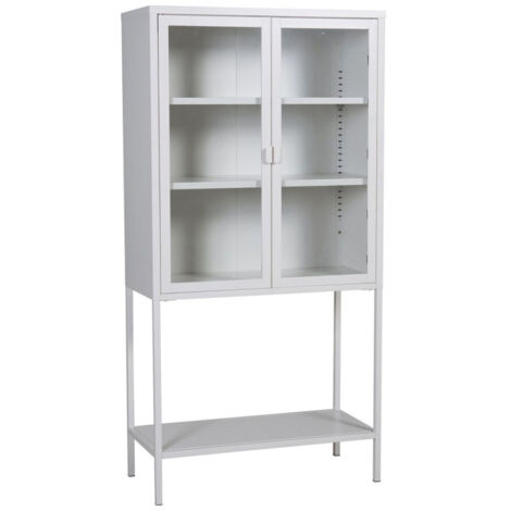 Vitrine 2 Portes en Verre "Misha" 150cm Blanc