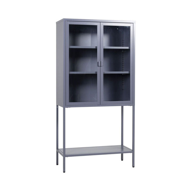 Paris Prix - Vitrine 2 Portes en Verre 'Misha' 150cm Gris