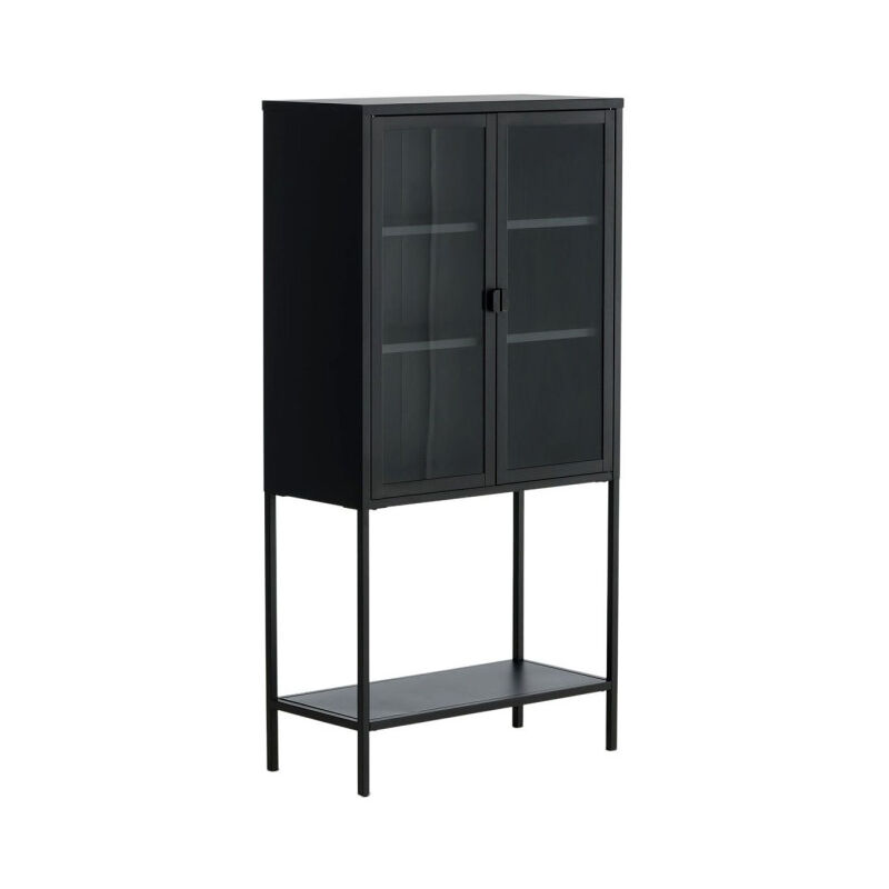 Paris Prix - Vitrine 2 Portes en Verre 'Misha' 150cm Noir
