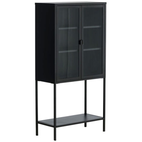 Vitrine 2 Portes en Verre "Misha" 150cm Noir
