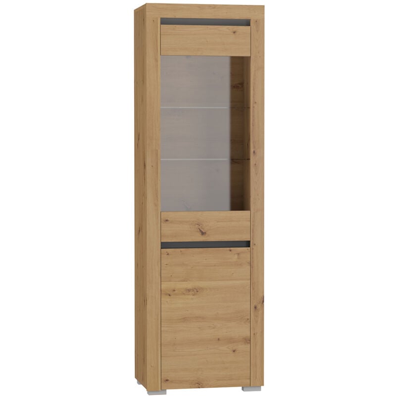 Petits-meubles - Vitrine 2 portes led inclus Kasla Bois et Anthracite