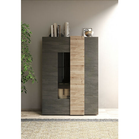 Vitrine 2 portes VENUS Titan/Kadiz 121x169cm