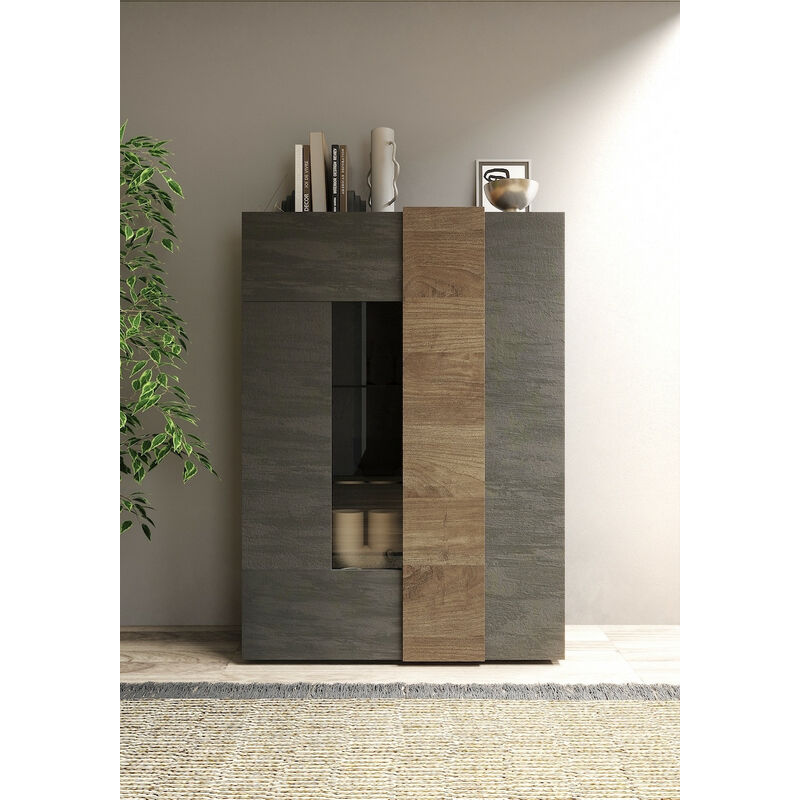 Azura Home Design - Vitrine 2 portes venus Titan/Mercury 121x169cm