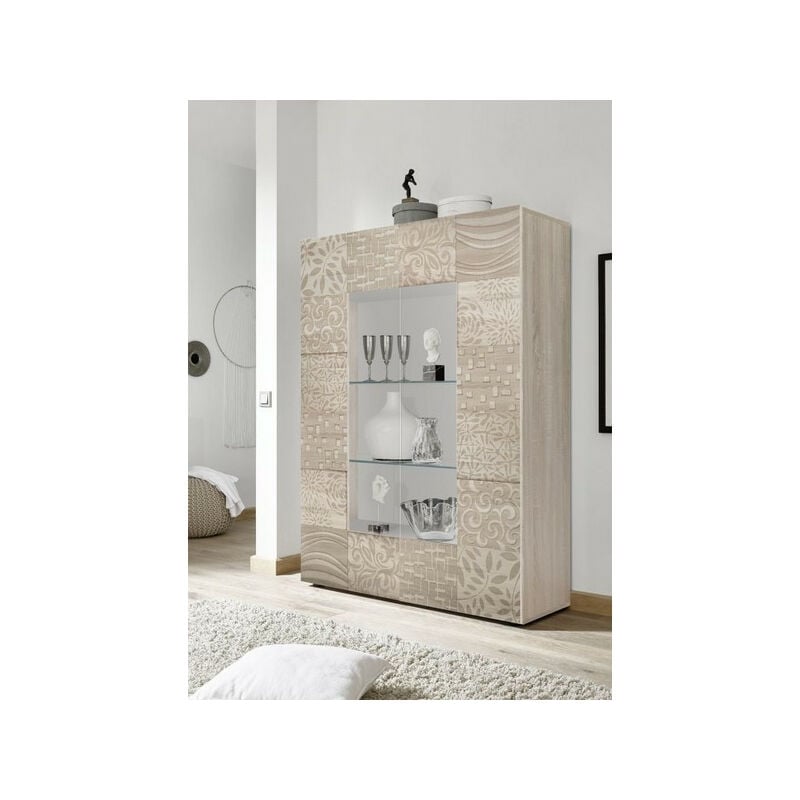 Azura Home Design - Vitrine 2 portes vitrée mirel chêne 121 cm