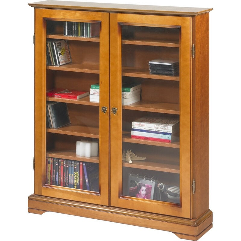 beaux meubles pas chers - vitrine 2 portes vitrees plaquee merisier
