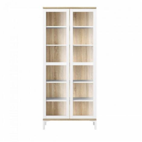 Vitrine 203 cm blanc mat et chêne - Fidenza