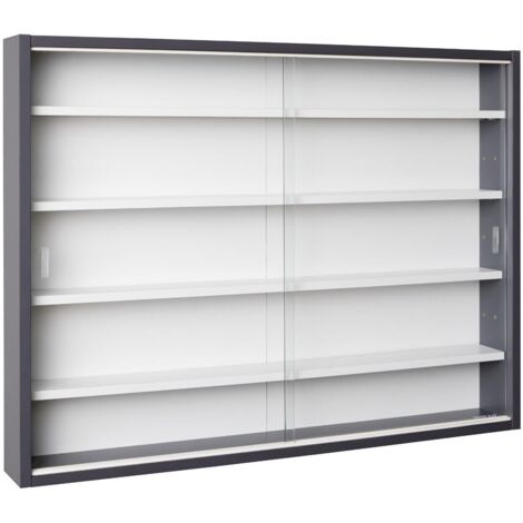 Vitrine 4 étagères 80x9,5x60 cm gris et blanc - SHOW
