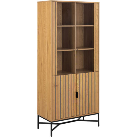 Vitrine 4 portes 80x40x180 cm décor chêne