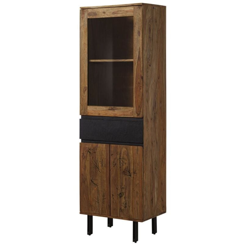 Massivmoebel24 - Vitrine 60x40x190 en bois de Sheesham naturel non traité lichtenberg 105