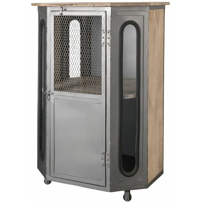 Massivmoebel24 - Vitrine 76x60 Manguier laqué blanchi railway 330