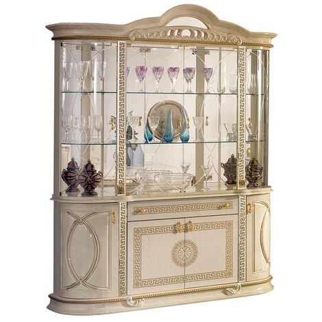 Vitrine Exposition Collection Verre – 2 étagères – Contour Doré – Occasion