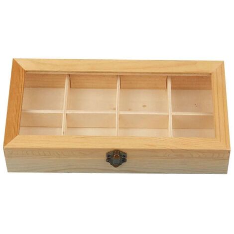 Vitrine à 8 compartiments, boîte de rangement en bois pour thé et café --