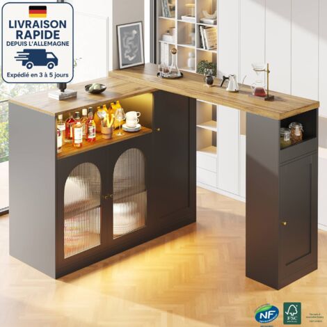 Vitrine à desserts rotative à 360° 197 x 39,6 x 100 cm, buffet avec éclairage LED et portes vitrées, cave à vin en MDF, noir