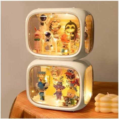 Vitrine aveugle en acrylique transparent sans lumière, avec support d'affichage réglable et porte anti-poussière et anti-humidité, pour collectionner des figurines d'action (couleur crème 1 pièce)