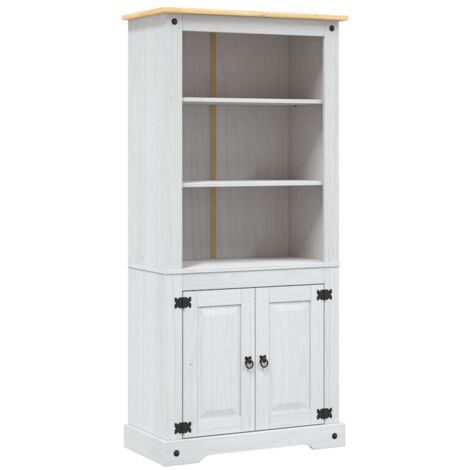Vitrine, Bibliothèque, Armoire de rangement Placard Gamme Corona Pin mexicain Blanc 80x40x170 cm WFE886171 DESIGN IN